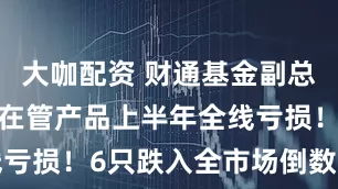 大咖配资 财通基金副总金梓才7只在管产品上半年全线亏损！6只跌入全市场倒数前十一